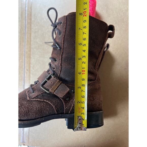 Ugg Size 7 Marela Dark Brown Chestnut Distressed Lace Up Boot Women’s Suede - Picture 6 of 7